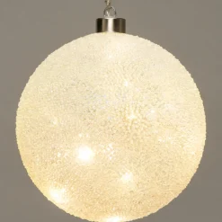 Intratuin kersthanger bal met parels en LED wit D 12 cm