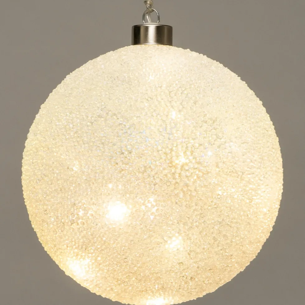 Intratuin kersthanger bal met parels en LED wit D 15 cm