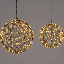 Intratuin kersthanger bal zwart met verlichting D 25 cm