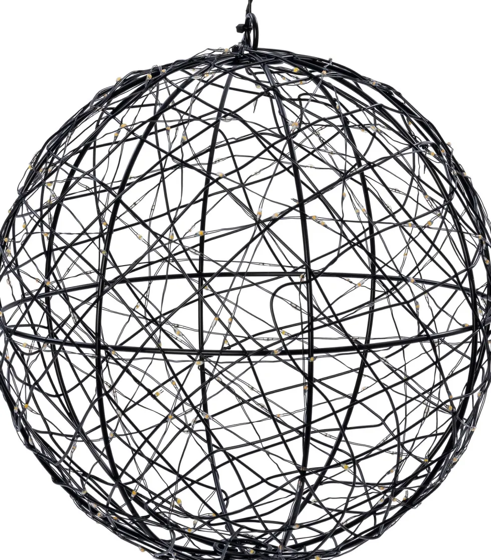 Intratuin kersthanger bal zwart met verlichting D 25 cm