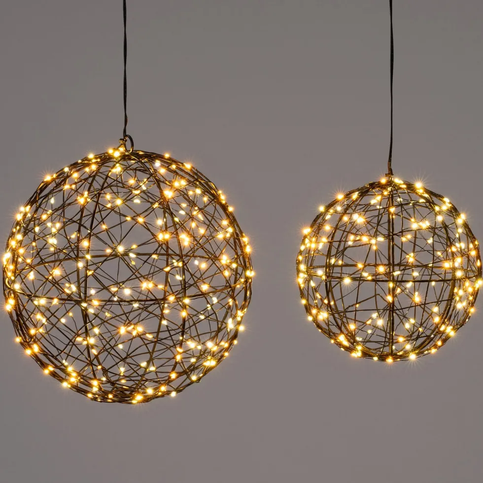 Intratuin kersthanger bal zwart met verlichting D 18 cm