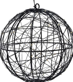 Intratuin kersthanger bal zwart met verlichting D 18 cm