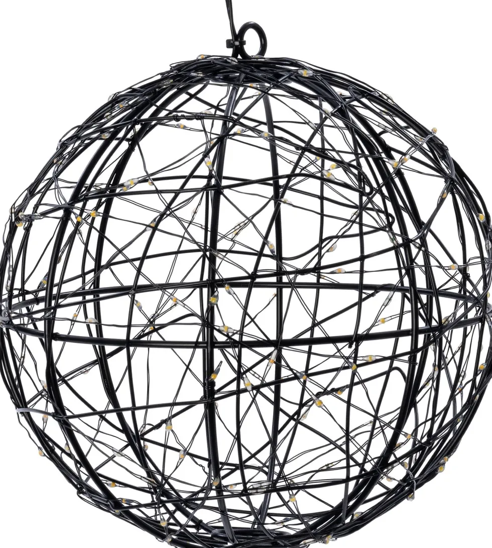 Intratuin kersthanger bal zwart met verlichting D 18 cm