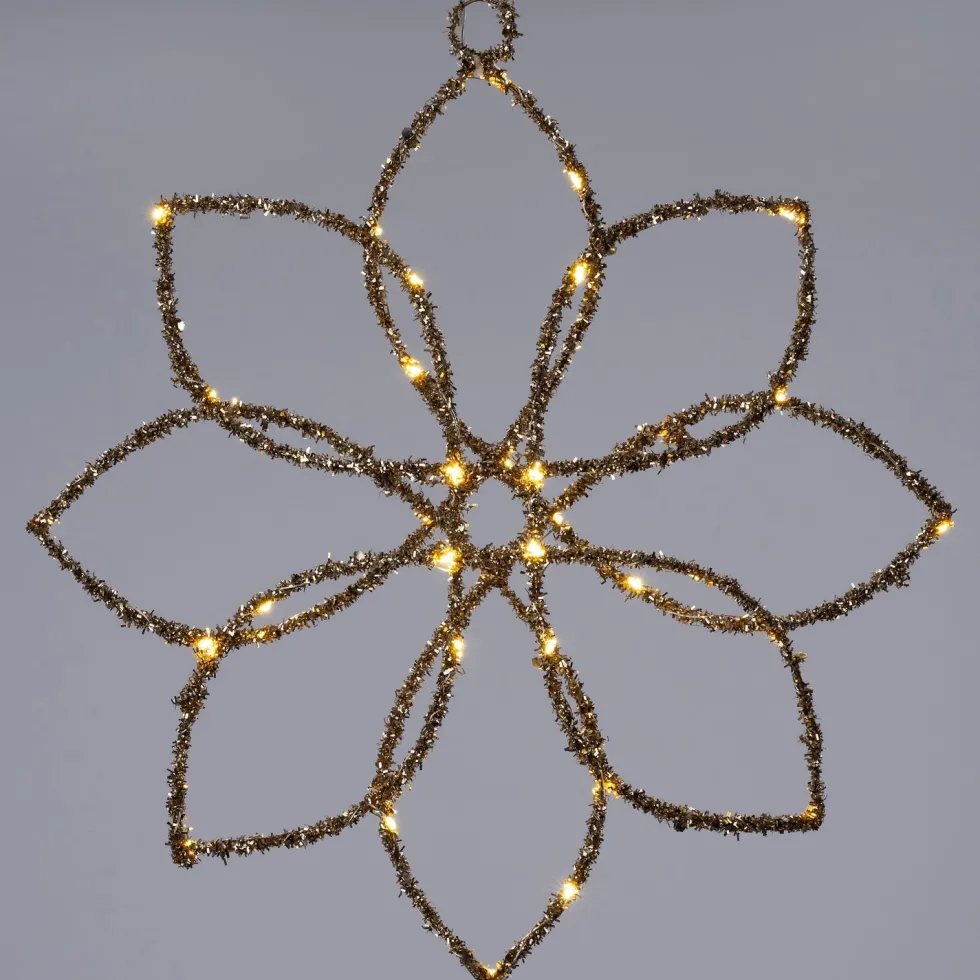 Intratuin kersthanger bloem beige met verlichting 40 x 40 cm