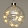 Intratuin kersthanger bol met sterretjes transparant D 15 cm met 10 lampjes warm wit