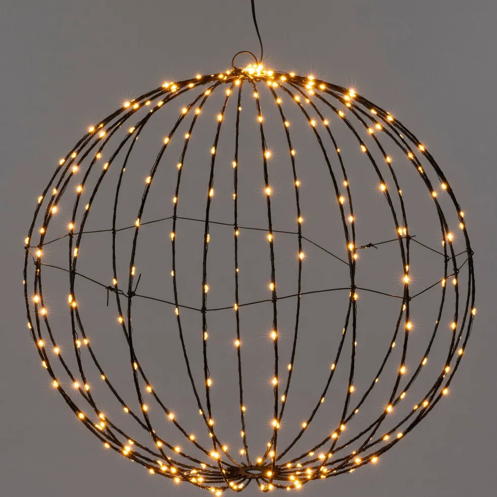 Intratuin kersthanger bol zwart met verlichting D 40 cm