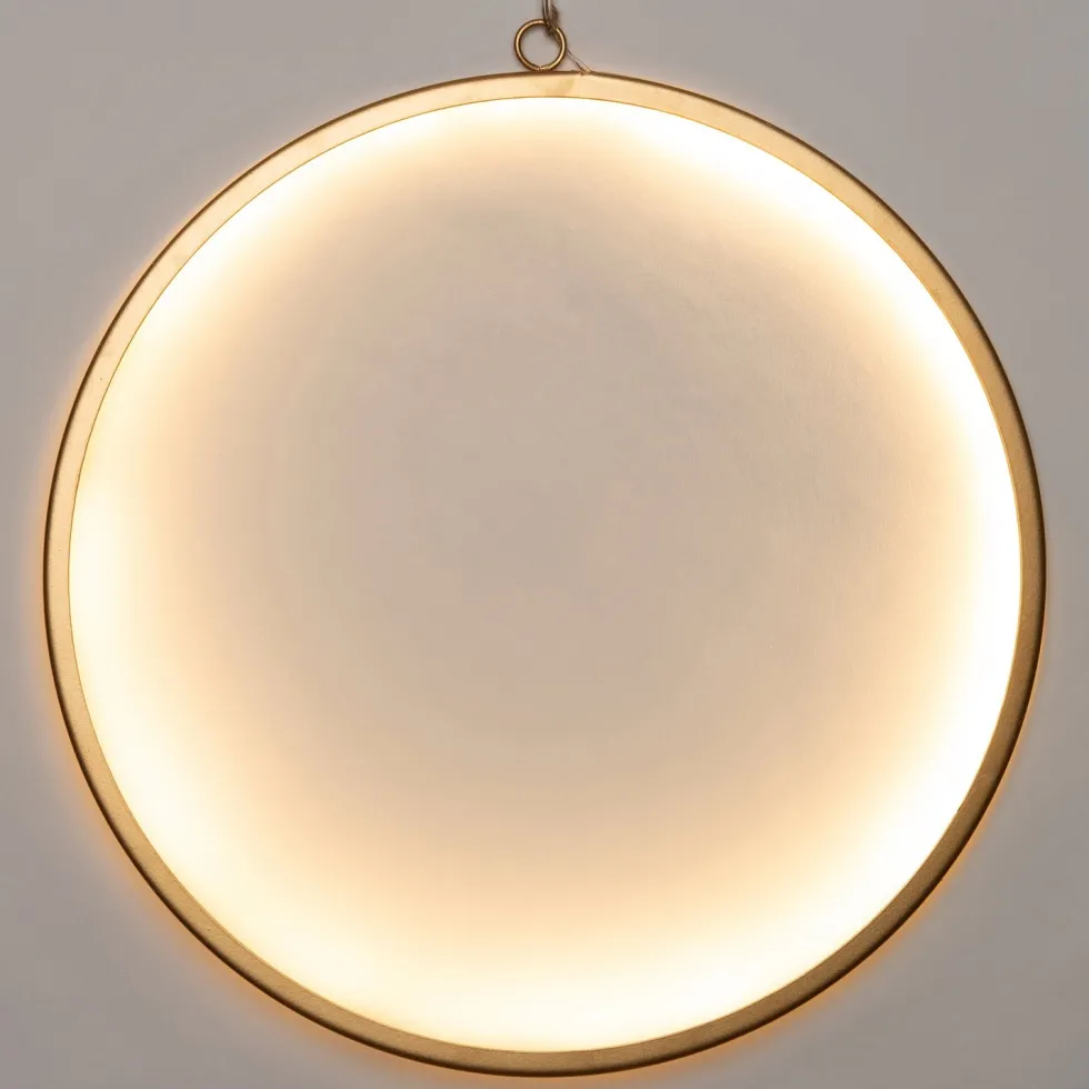 Intratuin kersthanger cirkel met LED verlichting goud D 52 cm