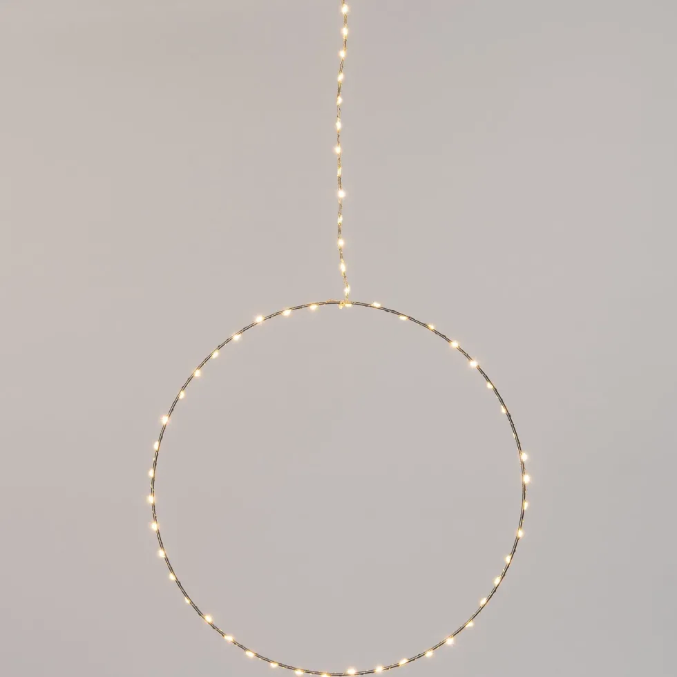 Intratuin kersthanger cirkel Celine zilver LED 47 lampjes warm wit D 30 cm