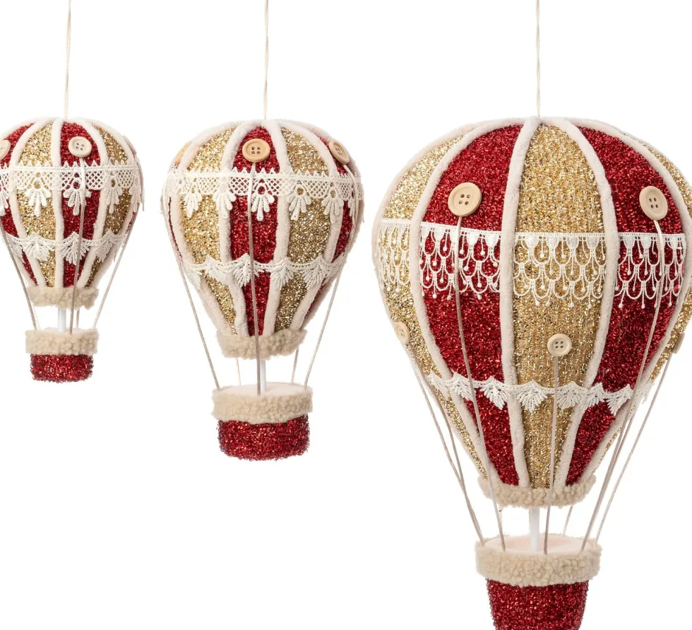 Intratuin kersthanger Ervy luchtballon rood / goud D 13 H 22 cm