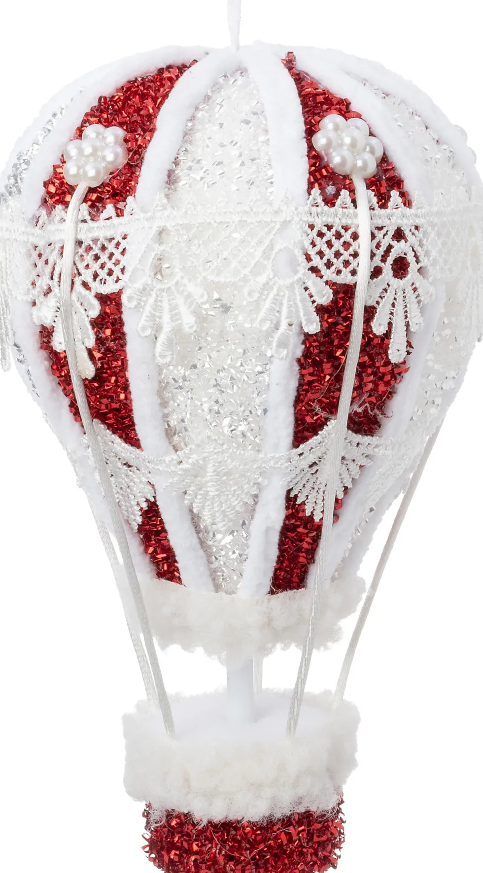 Intratuin kersthanger Ervy luchtballon rood / wit D 13 H 22 cm