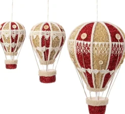 Intratuin kersthanger Ervy luchtballon rood / goud D 11 H 18 cm