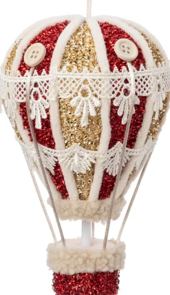 Intratuin kersthanger Ervy luchtballon rood / goud D 11 H 18 cm
