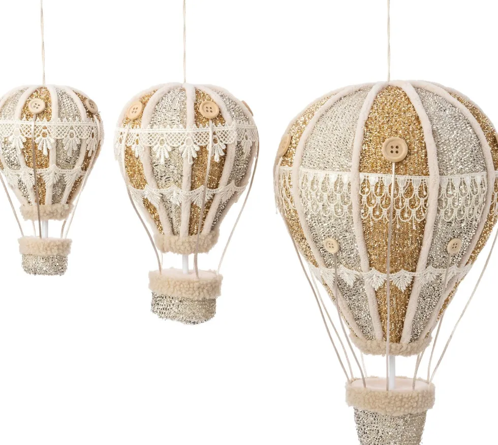 Intratuin kersthanger Ervy luchtballon beige / goud D 22 H 36 cm
