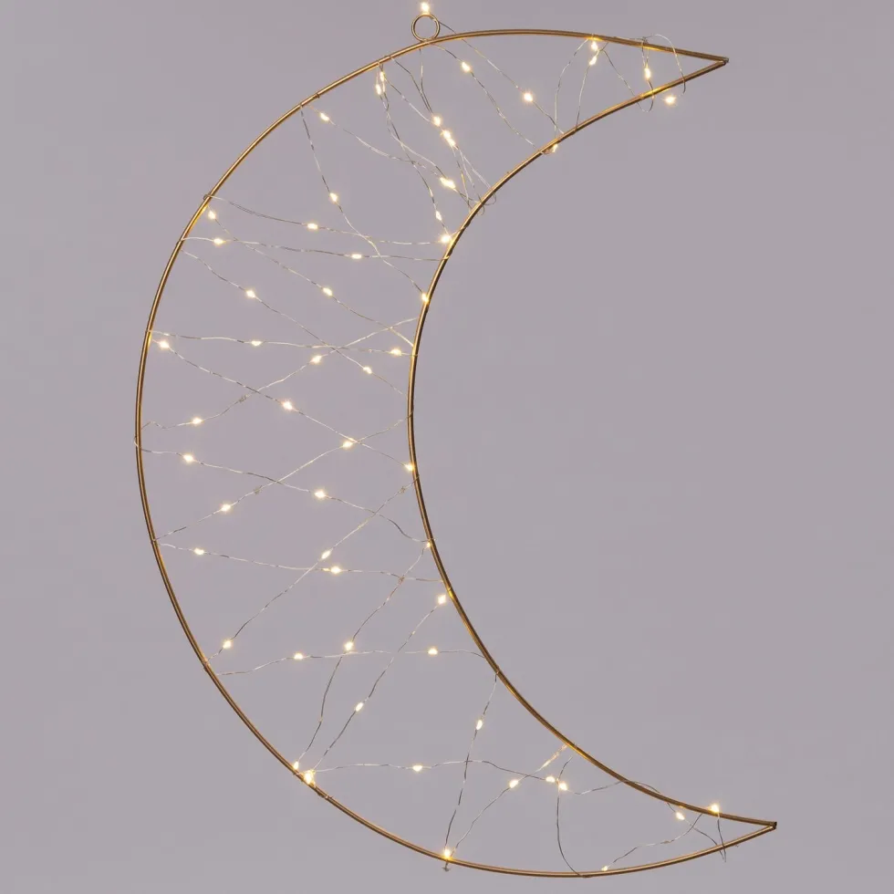 Intratuin Kersthanger glittermaan met led goud D 30 H 32 cm
