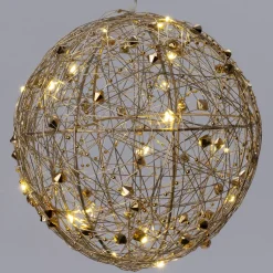 Intratuin kersthanger Helmia bal goud met verlichting D 15 H 15 cm
