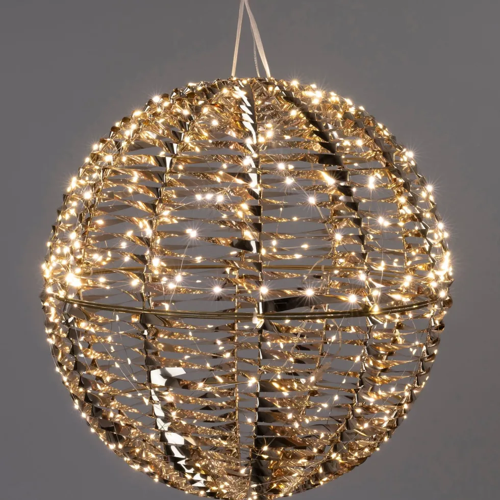 Intratuin kersthanger Iris bal goud met verlichting D 60 H 60 cm