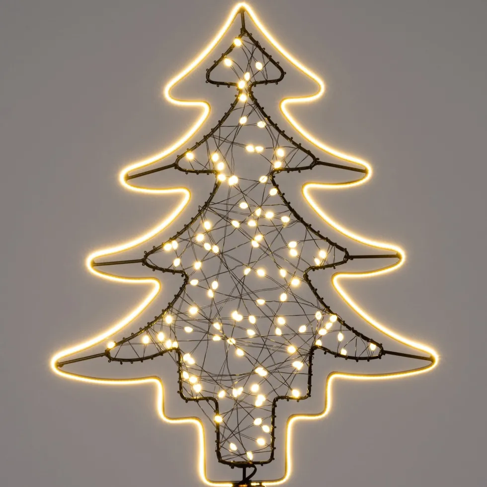 Intratuin kersthanger kerstboom zwart met verlichting 37 x 46 cm