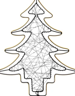 Intratuin kersthanger kerstboom zwart met verlichting 37 x 46 cm