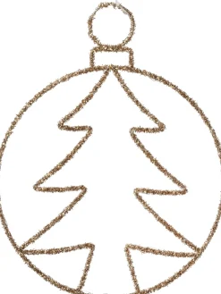 Intratuin kersthanger kerstboom goud met verlichting 38 x 49 cm