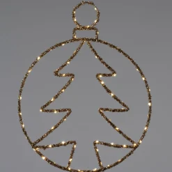 Intratuin kersthanger kerstboom goud met verlichting 38 x 49 cm