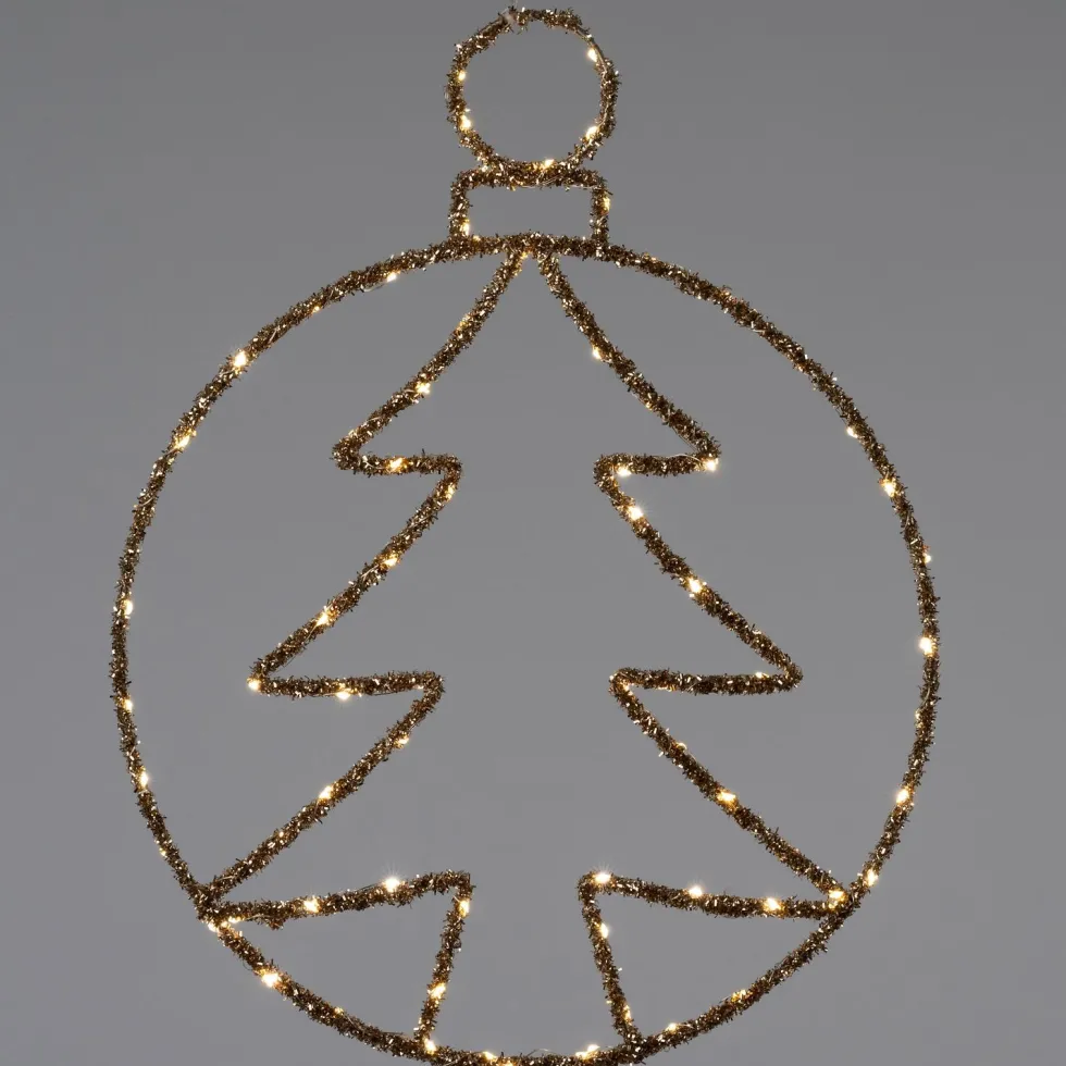 Intratuin kersthanger kerstboom goud met verlichting 38 x 49 cm