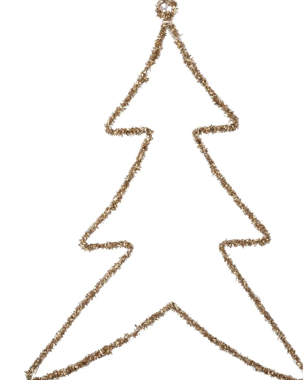 Intratuin kersthanger kerstboom goud met verlichting 39 x 43 cm