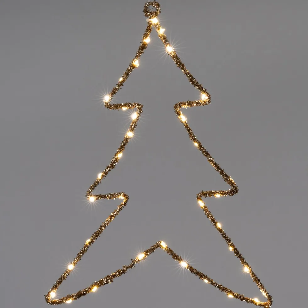Intratuin kersthanger kerstboom goud met verlichting 39 x 43 cm
