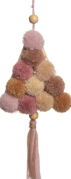Intratuin kersthanger kerstboom met pompom roze 11 x 2,5 x 22 cm