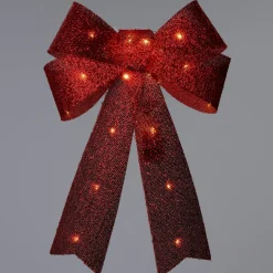 Intratuin kersthanger Liora strik rood met verlichting 45 x 30 cm