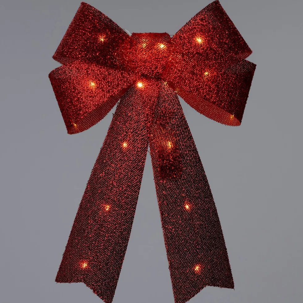 Intratuin kersthanger Liora strik rood met verlichting 45 x 30 cm