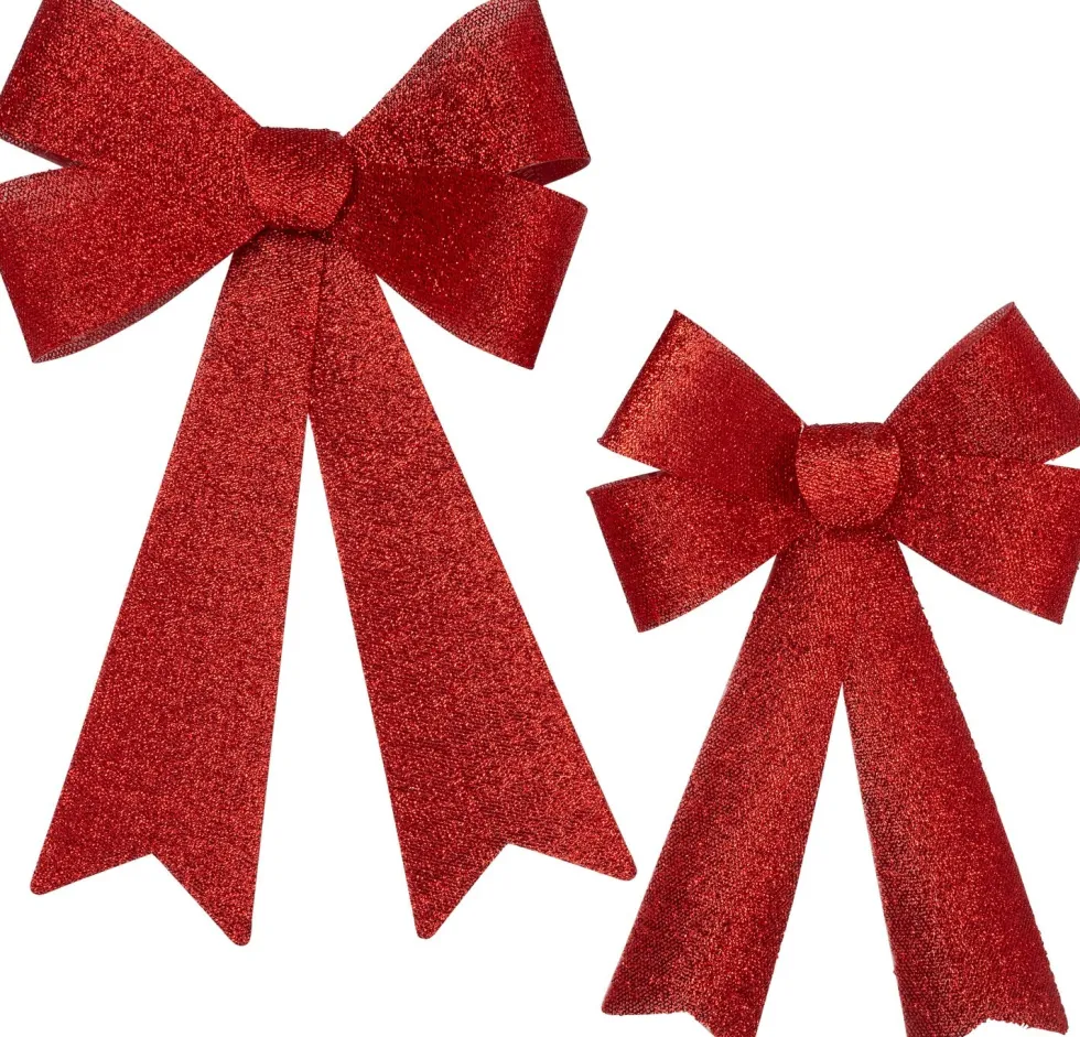 Intratuin kersthanger Liora strik rood met verlichting 45 x 30 cm