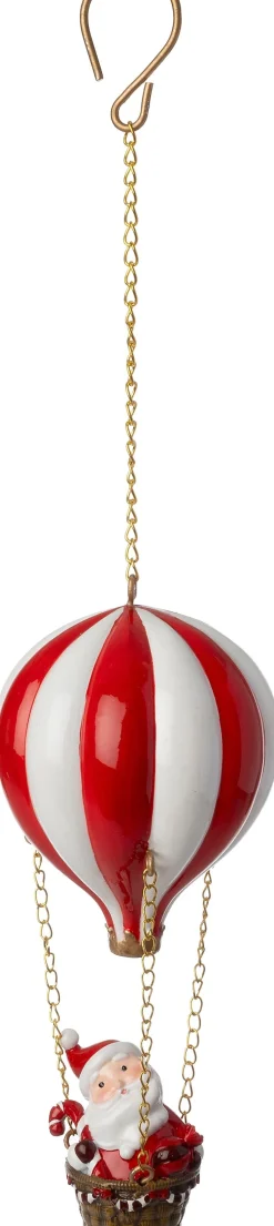 Intratuin kersthanger luchtballon wit / rood 7,1 x 7,1 x 29 cm