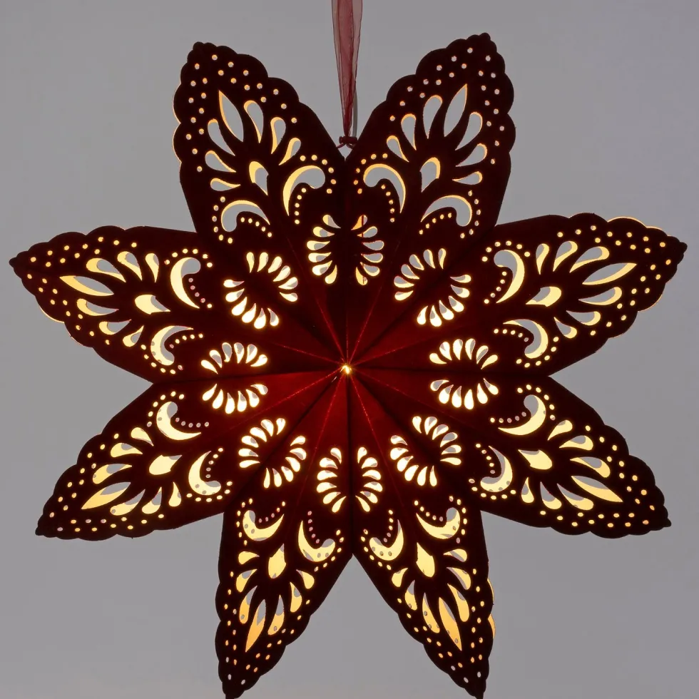 Intratuin kersthanger Molly sneeuwvlok rood met verlichting D 60cm