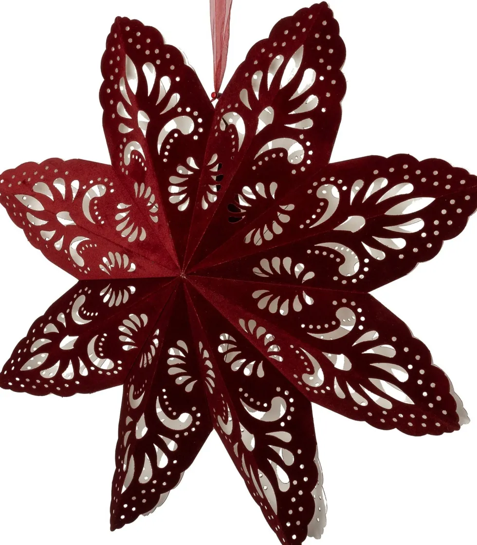 Intratuin kersthanger Molly sneeuwvlok rood met verlichting D 60cm