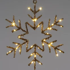 Intratuin kersthanger sneeuwvlok goud met verlichting D 39 cm