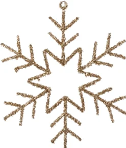 Intratuin kersthanger sneeuwvlok goud met verlichting D 39 cm