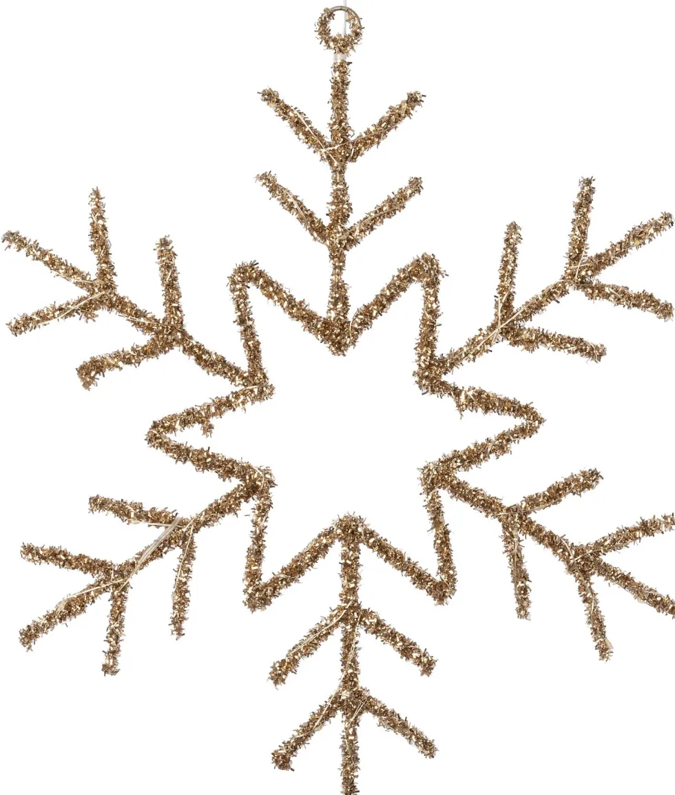 Intratuin kersthanger sneeuwvlok goud met verlichting D 39 cm
