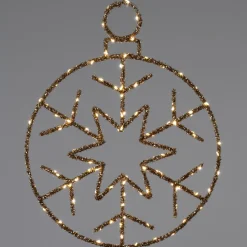 Intratuin kersthanger sneeuwvlok goud met verlichting 38 x 49 cm