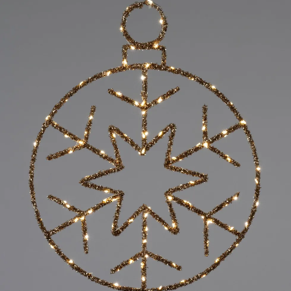 Intratuin kersthanger sneeuwvlok goud met verlichting 38 x 49 cm