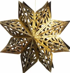 Intratuin kersthanger sneeuwvlok goud / zwart 15 x 15 x 15 cm