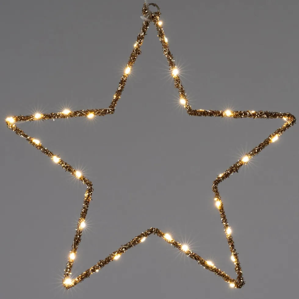 Intratuin kersthanger ster goud met verlichting D 38 cm