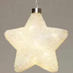 Intratuin kersthanger ster met parels en LED wit D 15 cm