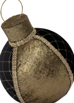 Intratuin kersthanger Timun kerstbal zwart / goud 22 x 20 x 28 cm