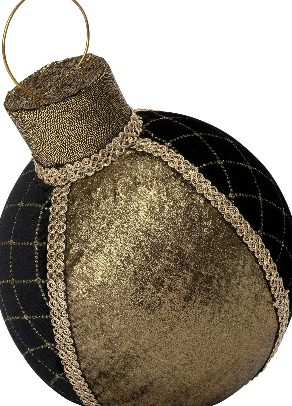 Intratuin kersthanger Timun kerstbal zwart / goud 22 x 20 x 28 cm