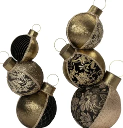 Intratuin kersthanger Timun kerstballen zwart / goud 41 x 25 x 59 cm