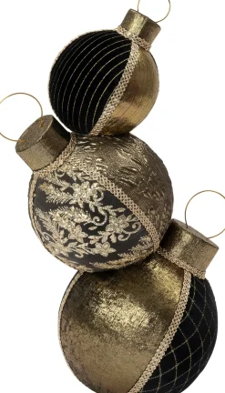 Intratuin kersthanger Timun kerstballen zwart / goud 41 x 25 x 59 cm