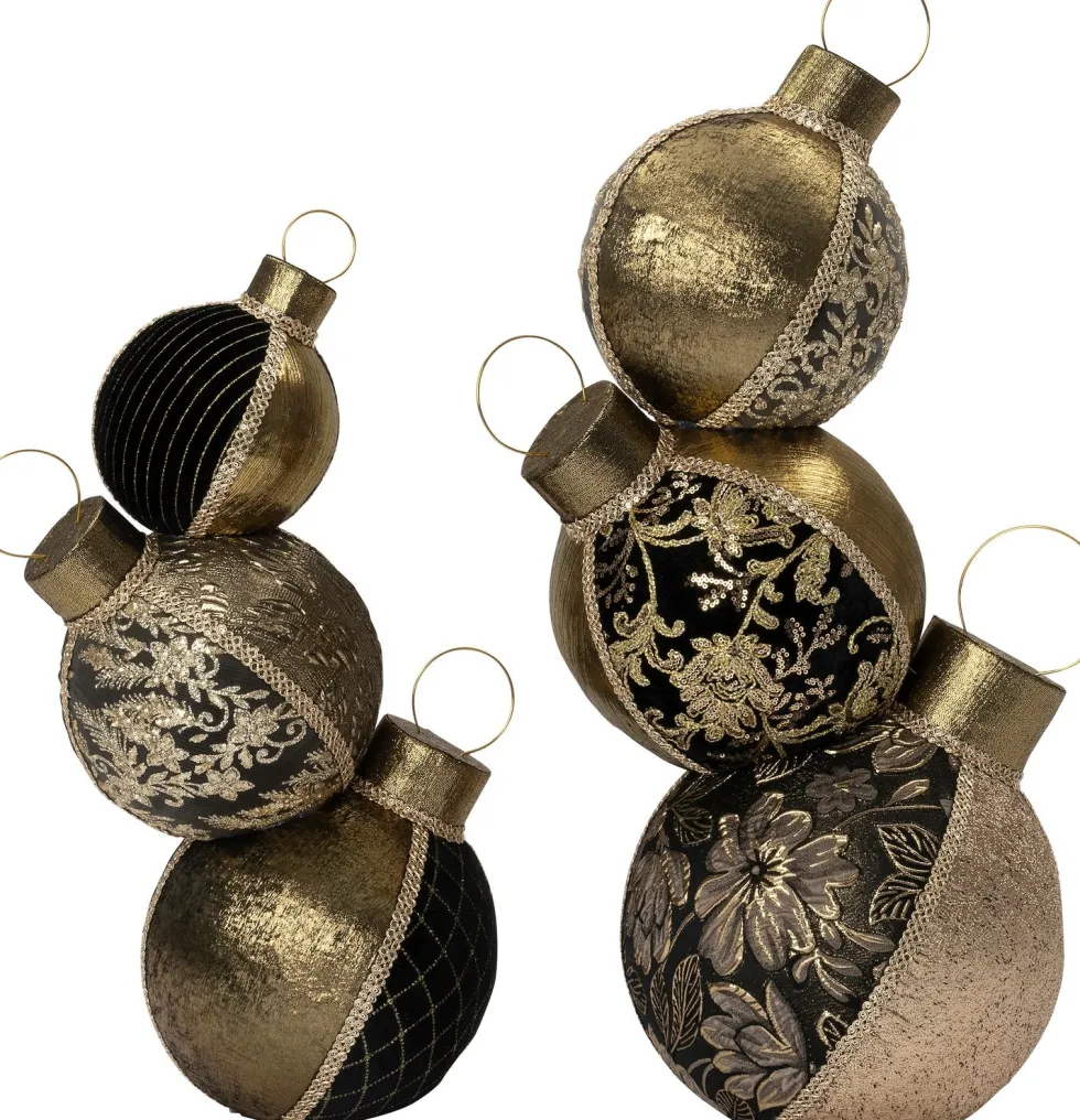 Intratuin kersthanger Timun kerstballen zwart / goud 43 x 30 x 74 cm