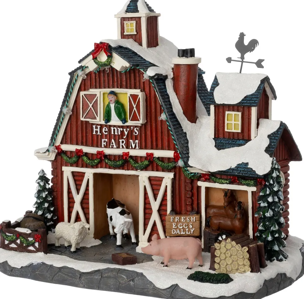 Intratuin kersthuisje boerderij 26,5 x 16 x 23,5 cm