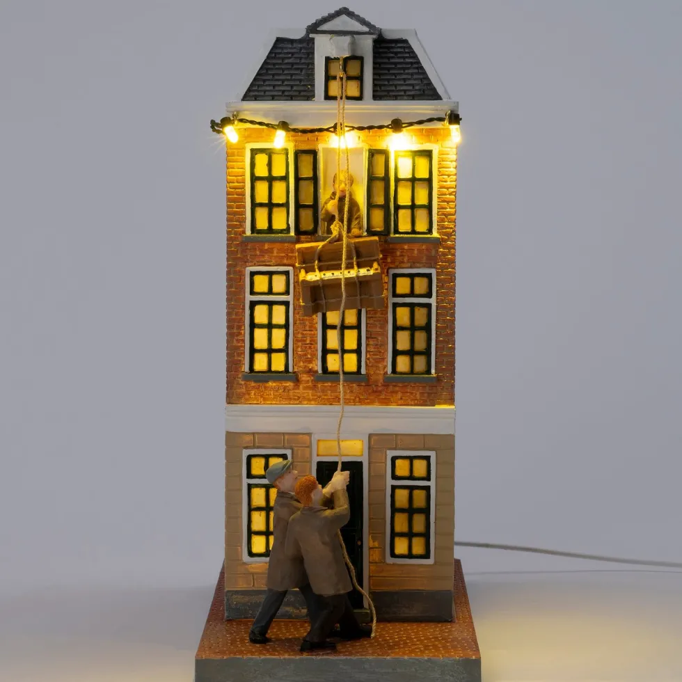 Intratuin kersthuisje grachtenpand verhuizing 9,2 x 18 x 22,5 cm