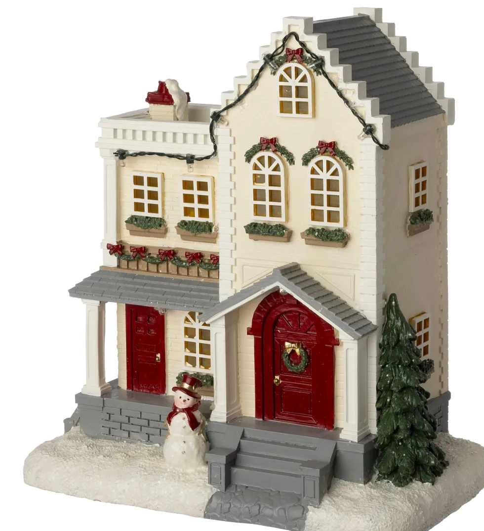 Intratuin kersthuisje huis met sneeuwpop 25 x 15 x 26,7 cm